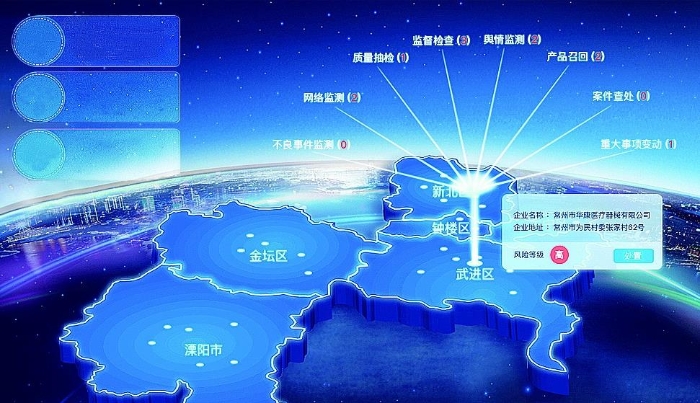常州市醫(yī)療器械風(fēng)險(xiǎn)防控嵌入式智能預(yù)警云平臺(tái)風(fēng)險(xiǎn)防控預(yù)警圖。