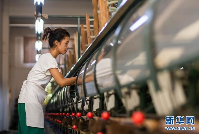 云南德宏正信實業(yè)股份有限公司的工人在車間里作業(yè)（8月21日攝）。 新華社記者 胡超 攝