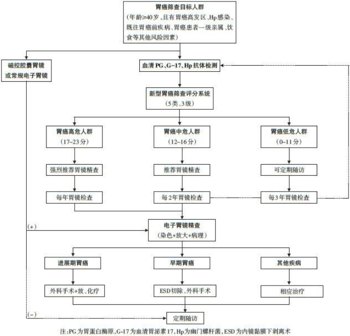 圖為早期胃癌篩查的推薦參考流程。