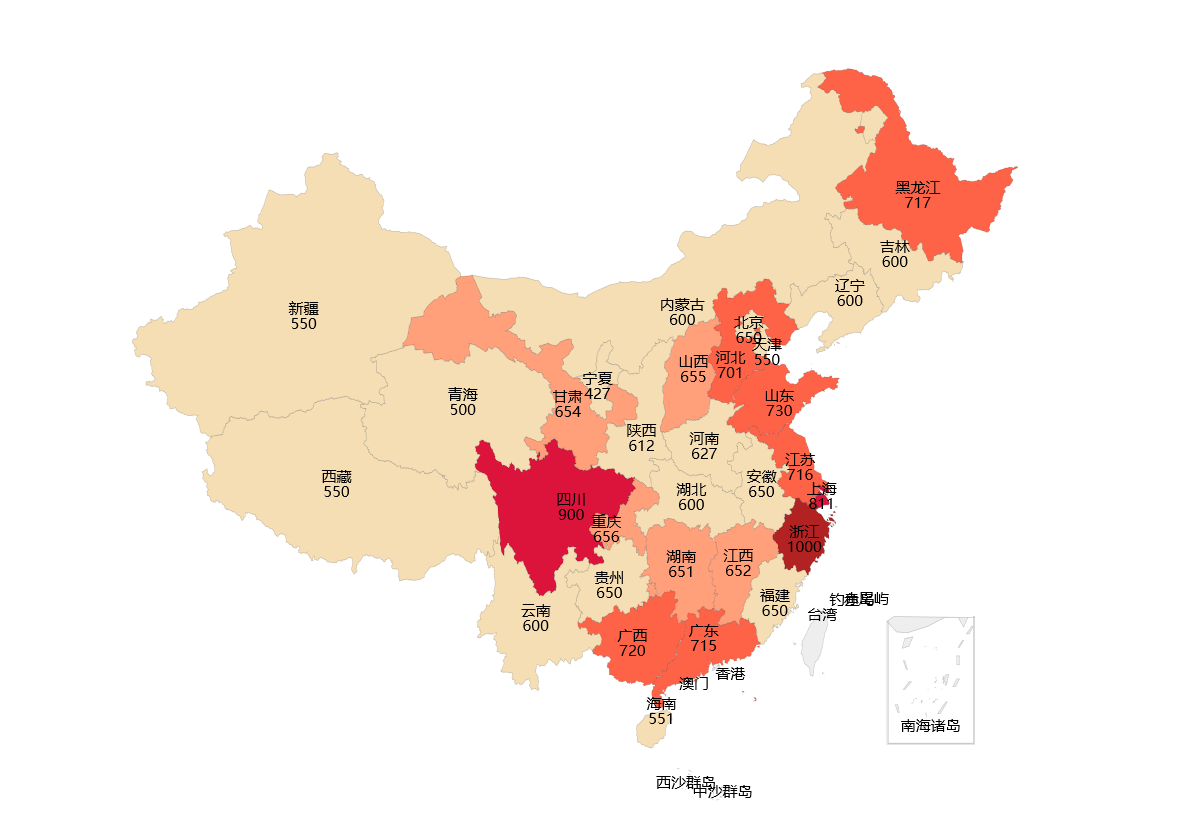 圖1  各地化妝品抽樣批次數量分布圖