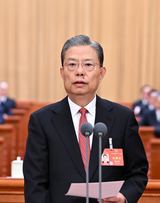 3月5日，第十四屆全國(guó)人民代表大會(huì)第二次會(huì)議在北京人民大會(huì)堂開幕。趙樂際主持開幕會(huì)。新華社記者 謝環(huán)馳 攝