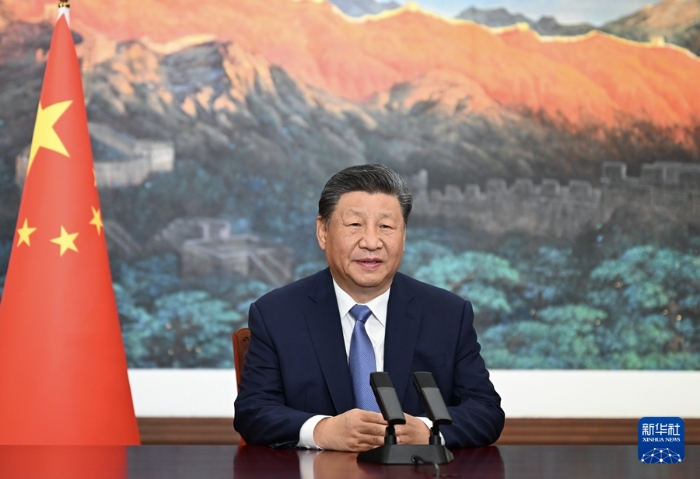 11月20日，國家主席習(xí)近平向2024年世界互聯(lián)網(wǎng)大會烏鎮(zhèn)峰會開幕視頻致賀。 新華社記者 謝環(huán)馳 攝