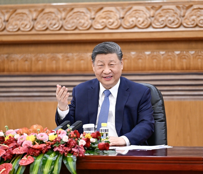 3月28日上午，國家主席習(xí)近平在北京人民大會堂會見國際工商界代表。新華社記者 李學(xué)仁 攝